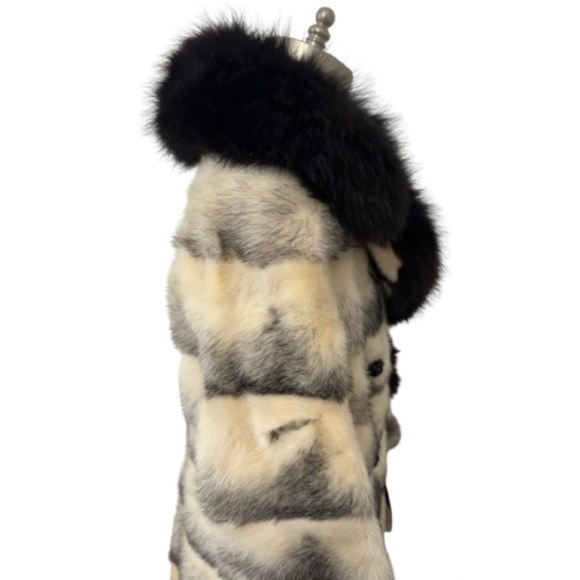 Vtg 60s 70s Damaged Cross Mink Fox Collar Hem Fur Coat S - Picture 14 of 15